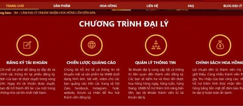 chương trình đại lý của cổng game vn88